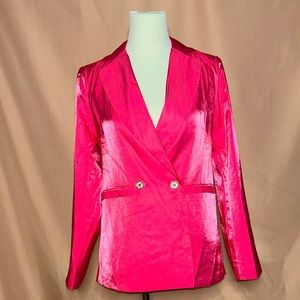Shiny fuschia double breasted blazer